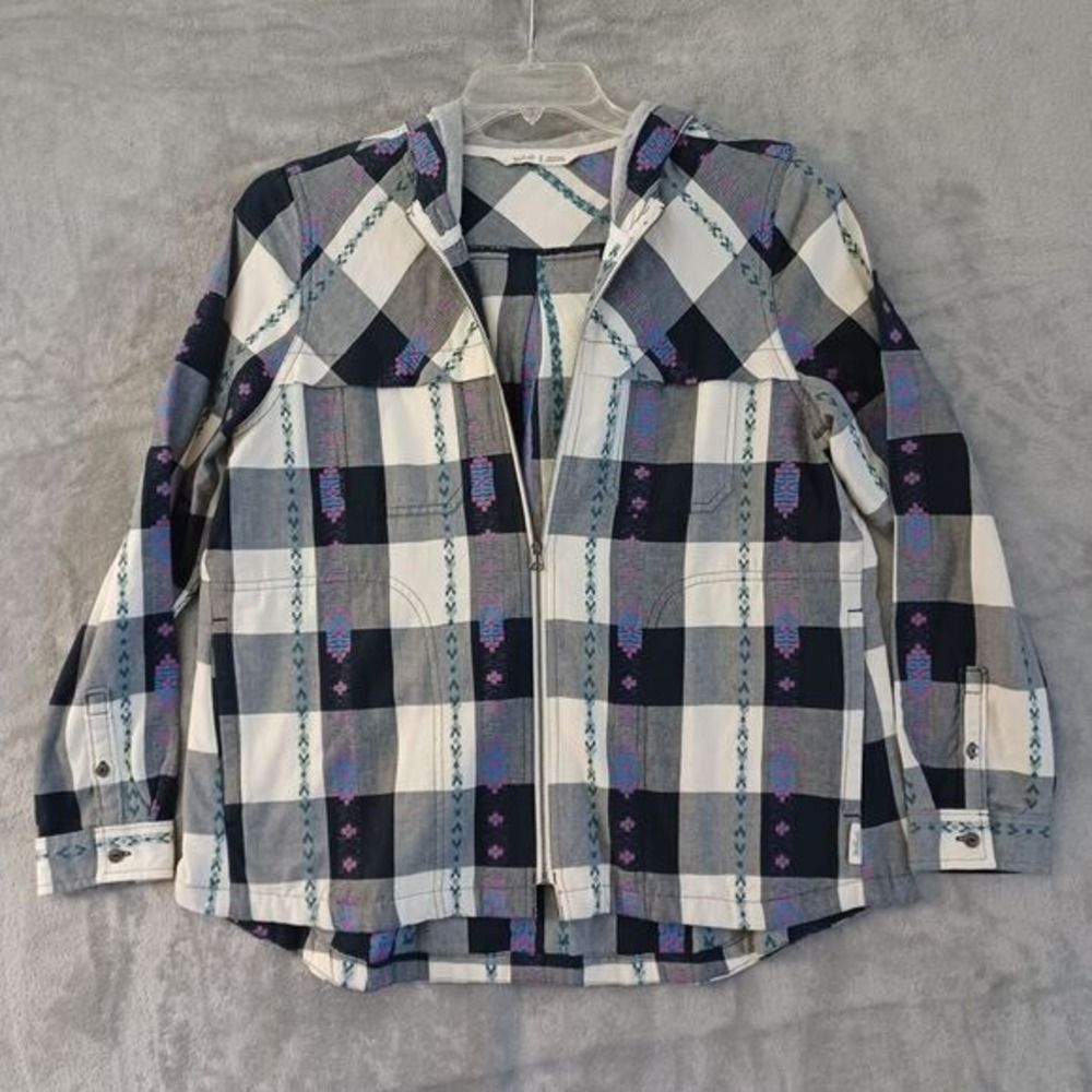 Woolrich Light Jacket Md Plaid Hoodie Southwestern Cowgirl Aztec Full Zip Womens